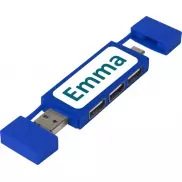 Mulan podwójny koncentrator USB 2.0, niebieski