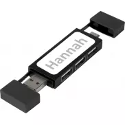 Mulan podwójny koncentrator USB 2.0, czarny