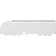 Linijka Tait o długości 15 cm wykonana z tworzywa sztucznego pochodzącego z recyklingu w kształcie ciężarówki, biały