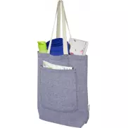 Pheebs torba na zakupy o pojemności 9 l z bawełny z recyklingu o gramaturze 150 g/m² i z przednią kieszenią, niebieski
