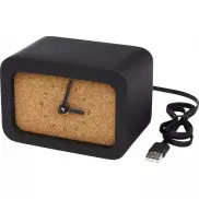 Zegarek biurowy Momento z funkcją ładowania indukcyjnego z wapienia, czarny