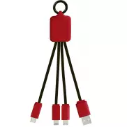 Kabel z podświetlonym logo 3w1 z brelokiem - SCX.design C15, czerwony, czarny