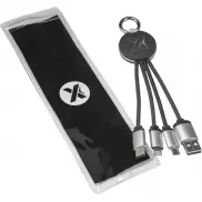 Kabel z podświetlonym logo 3w1 z brelokiem - SCX.design C16, czarny, biały