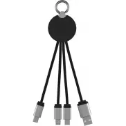 Kabel z podświetlonym logo 3w1 z brelokiem - SCX.design C16, czarny, biały