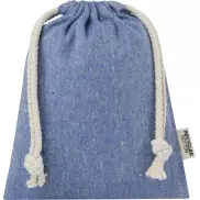 Pheebs torba na prezent z bawełny z recyklingu o gramaturze 150 g/m² i z certyfikatem GRS, mała o pojemności 0,5 l, niebieski