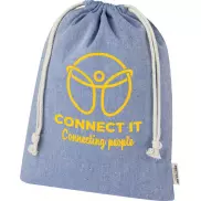 Pheebs torba na prezent z bawełny z recyklingu o gramaturze 150 g/m² i z certyfikatem GRS, duża o pojemności 4 l, niebieski