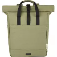 Joey 15-calowy plecak na laptopa z płótna z recyklingu z certyfikatem GRS o pojemności 15 l, zielony