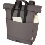 Joey 15-calowy plecak na laptopa z płótna z recyklingu z certyfikatem GRS o pojemności 15 l, szary