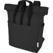 Joey 15-calowy plecak na laptopa z płótna z recyklingu z certyfikatem GRS o pojemności 15 l, czarny