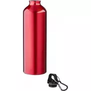 Oregon butelka na wodę o pojemności 770 ml z karabińczykiem wykonana z aluminium z recyklingu z certyfikatem RCS, czerwony