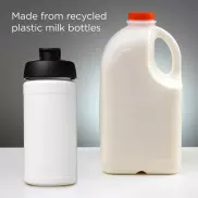 Baseline bidon o pojemności 500 ml z wieczkiem zaciskowym z materiałów z recyklingu, biały, czarny