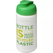 Baseline bidon o pojemności 500 ml z wieczkiem zaciskowym z materiałów z recyklingu, biały, zielony