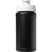 Baseline bidon o pojemności 500 ml z wieczkiem zaciskowym z materiałów z recyklingu, czarny, biały