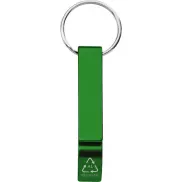 Tao otwieracz do butelek i puszek z łańcuchem do kluczy wykonany z aluminium pochodzącego z recyklingu z certyfikatem RCS , zielony