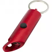 Flare latarka LED i otwieracz do butelek z łańcuchem do kluczy wykonany z aluminium IPX z recyklingu, czerwony