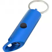 Flare latarka LED i otwieracz do butelek z łańcuchem do kluczy wykonany z aluminium IPX z recyklingu, niebieski