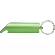 Flare latarka LED i otwieracz do butelek z łańcuchem do kluczy wykonany z aluminium IPX z recyklingu, zielony