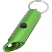 Flare latarka LED i otwieracz do butelek z łańcuchem do kluczy wykonany z aluminium IPX z recyklingu, zielony