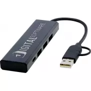 Rise hub USB 2.0 z aluminium pochodzącego z recyklingu z certyfikatem RCS, czarny