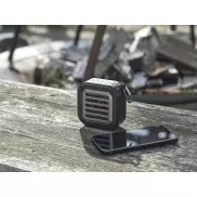 Solo plastikowy głośnik solarny Bluetooth® IPX5 o mocy 3 W z karabińczykiem wykonany z tworzywa pochodzącego z recyklingu z c, czarny