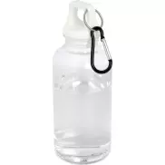 Oregon butelka na wodę o pojemności 400 ml z karabińczykiem wykonana z tworzyw sztucznych pochodzących z recyklingu z certyfi, biały