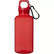 Oregon butelka na wodę o pojemności 400 ml z karabińczykiem wykonana z tworzyw sztucznych pochodzących z recyklingu z certyfi, czerwony