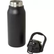 Giganto butelka o pojemności 1600 ml wykonana ze stali nierdzewnej z recyklingu z miedzianą izolacją próżniową posiadająca ce, czarny
