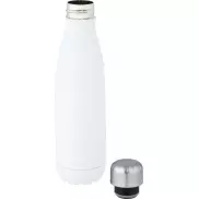 Cove butelka o pojemności 500 ml wykonana ze stali nierdzewnej z recyklingu z miedzianą izolacją próżniową posiadająca certyf, biały