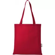 Zeus tradycyjna torba na zakupy o pojemności 6 l wykonana z włókniny z recyklingu z certyfikatem GRS, czerwony