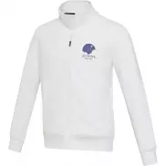 Galena bluza unisex z recyklingu z zamkiem błyskawicznym na całej długości, m, biały