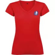 Victoria damska koszulka z krótkim rękawem i dekoltem w serek, m, czerwony