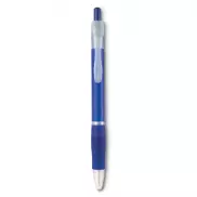 Długopis z gumowym uchwytem - przezroczysty niebieski