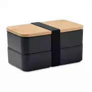 Lunch box z bambusową pokrywką - czarny