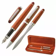 Zestaw piśmienny długopis, pióro wieczne, nóż do listów BANGKOK - brązowy